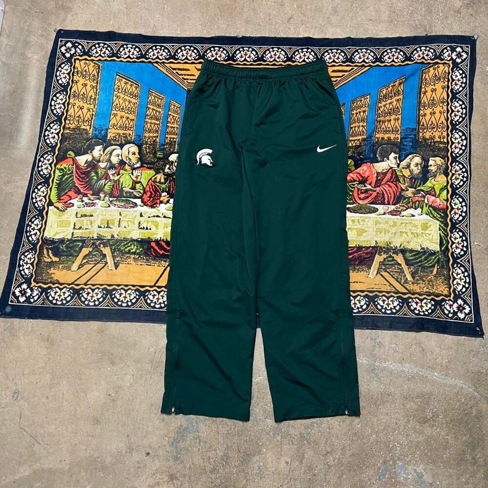 Nike Michigan state spartans trackpants Size large Forest green y2k sportswear